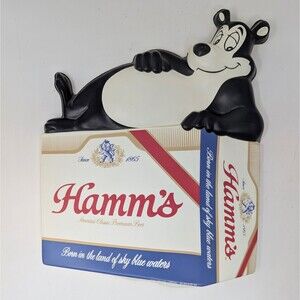 Hamm’s Beer Bear Laying On 12 Pack Case 3D Vacuform Plastic Sign 12.25"x10.5”